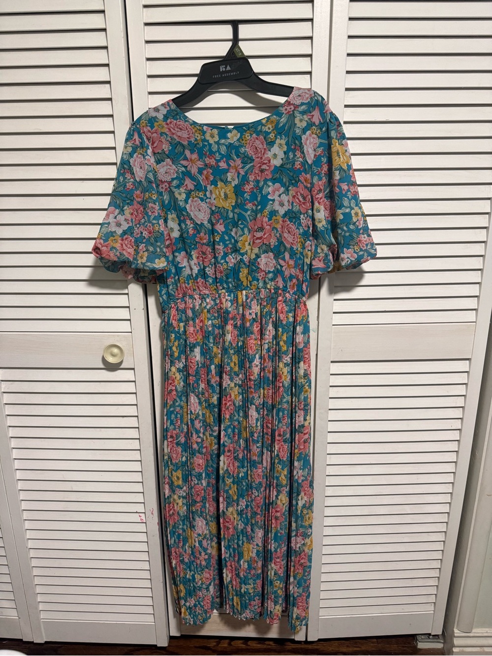 Shop Stevie Teal Floral Dress with Pink, Yellow & Green Accents